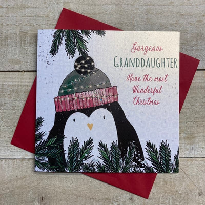 White Cotton Cards Gorgeous Granddaughter Penguin Christmas Card