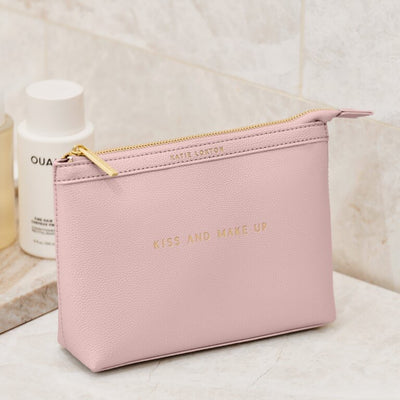 Katie Loxton Sentiment Make-Up Bag 'Kiss and Make Up' - Pink