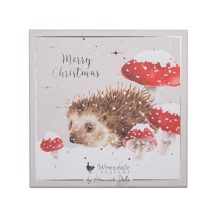 'Home for Christmas' Hedgehog & Toadstools Luxury Boxed Christmas Card - Wrendale Designs