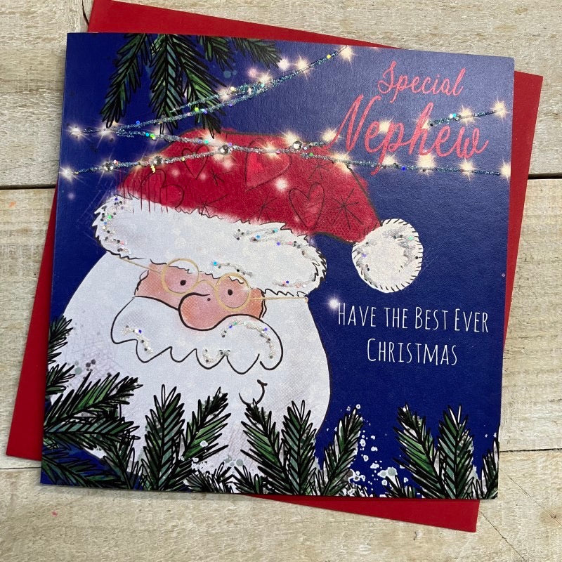 White Cotton Cards Special Nephew Santa Christmas Card
