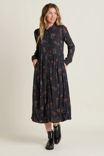 Brakeburn Bella Maxi Shirt Dress - Charcoal