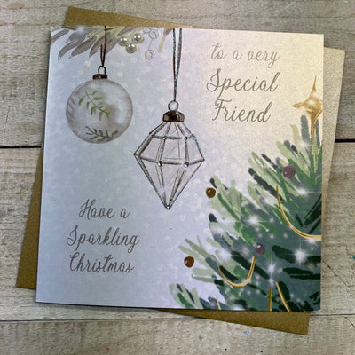 White Cotton Cards Very Special Friend Baubles Christmas Card