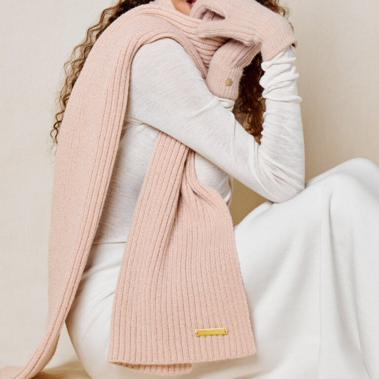 Katie Loxton Knitted Ribbed Scarf - Nude Pink