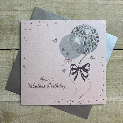 Balloons Pink & Grey Birthday Card - White Cotton Cards