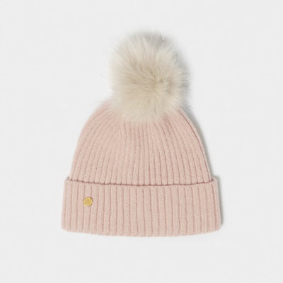 Katie Loxton Faur Fur Knitted Hat - Nude Pink