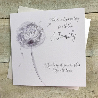 With Sympathy to all the Family Dandelion Card - White Cotton Cards