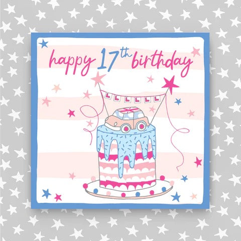 Molly Mae Happy 17th Birthday Cake & Car L-Plates Pink Card