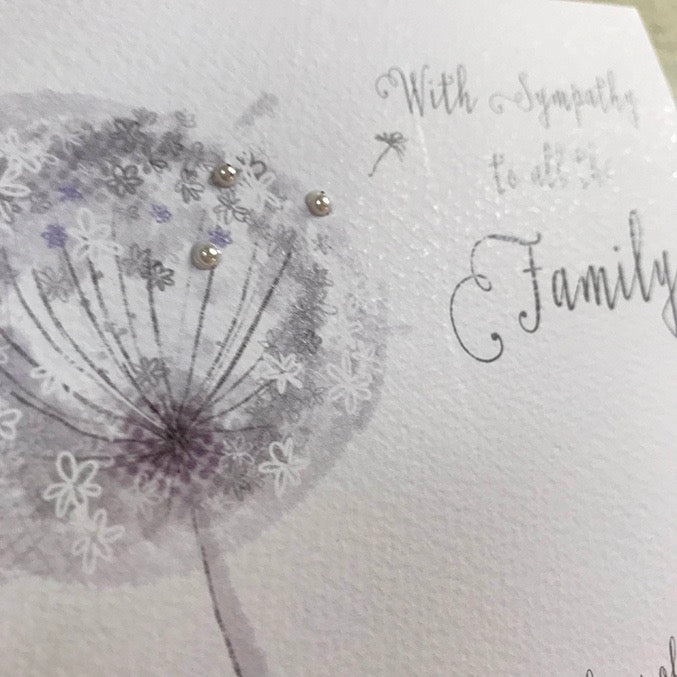 With Sympathy to all the Family Dandelion Card - White Cotton Cards