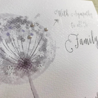 With Sympathy to all the Family Dandelion Card - White Cotton Cards