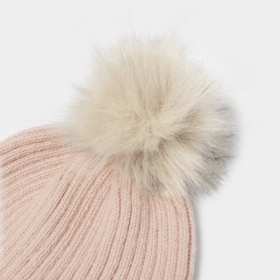 Katie Loxton Faur Fur Knitted Hat - Nude Pink