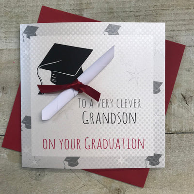 Grandson Graduation Card - White Cotton Cards