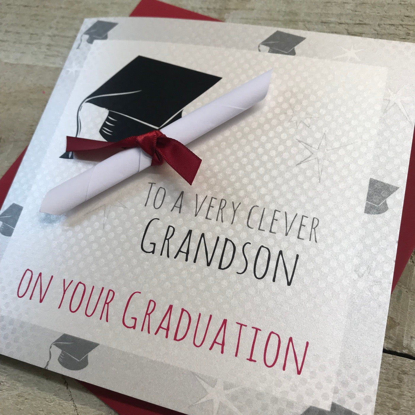 Grandson Graduation Card - White Cotton Cards