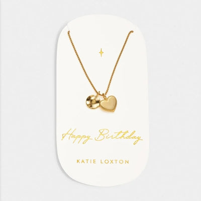 Katie Loxton Waterproof Jewellery - Happy Birthday Gold Charm Necklace - Gold
