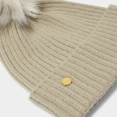 Katie Loxton Faur Fur Knitted Hat - Light Sand