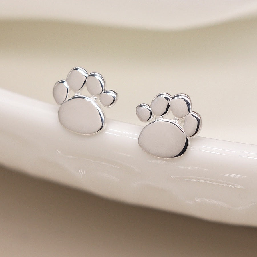 POM Sterling Silver Tiny Paw Print Stud Earrings