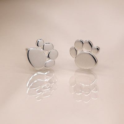 POM Sterling Silver Tiny Paw Print Stud Earrings