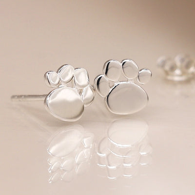 POM Sterling Silver Tiny Paw Print Stud Earrings