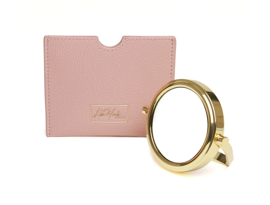 Alice Wheeler Pink Handbag 7x Magnifying Mirror & Pouch