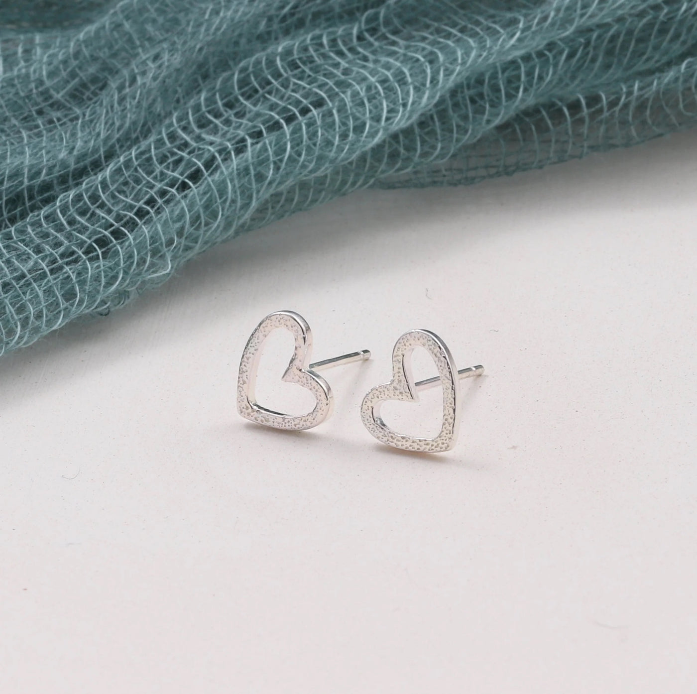 Mum You're the Best - Terrarium Bottle - Sterling Silver Textured Open Heart Stud Earrings