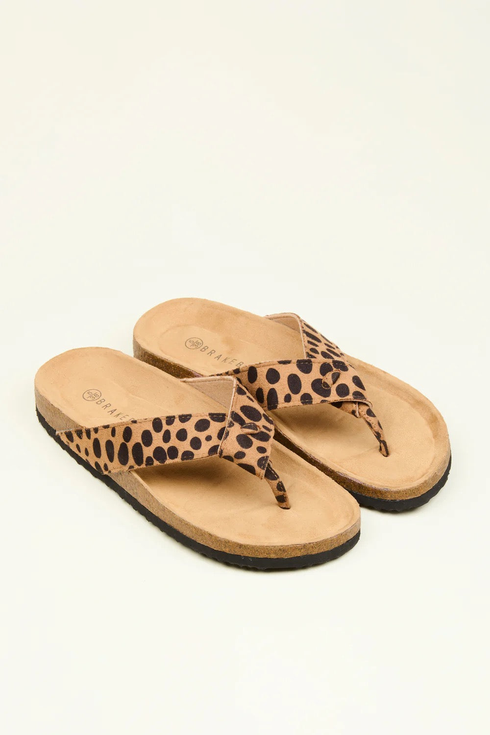 Brakeburn Women's Animal Spot Sandals - Tan/Black