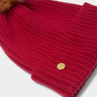 Katie Loxton Faur Fur Knitted Hat - Garnet Red