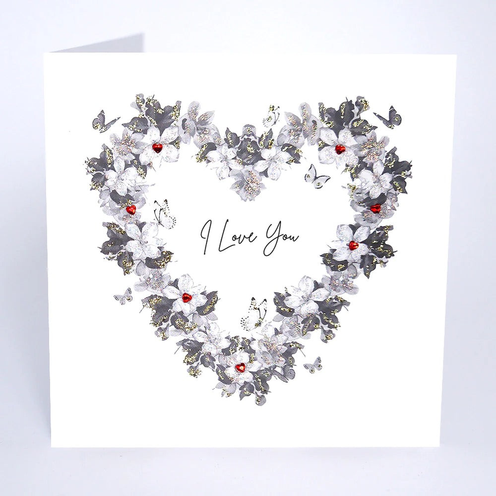 Five Dollar Shake - I Love You Floral Heart Blank Card