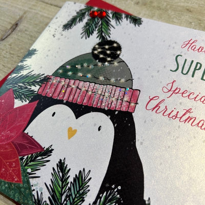 White Cotton Cards Have a Super Special Christmas Penguin Card