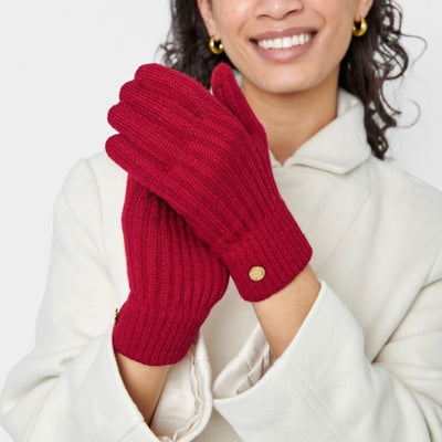 Katie Loxton Knitted Gloves - Garnet Red