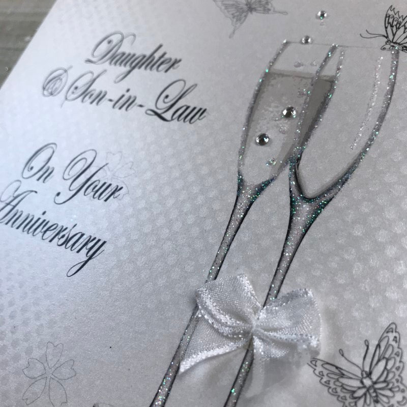 White Cotton Cards Daughter & Son-in-Law Flutes Anniversary Card