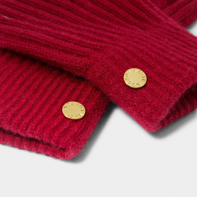 Katie Loxton Knitted Gloves - Garnet Red