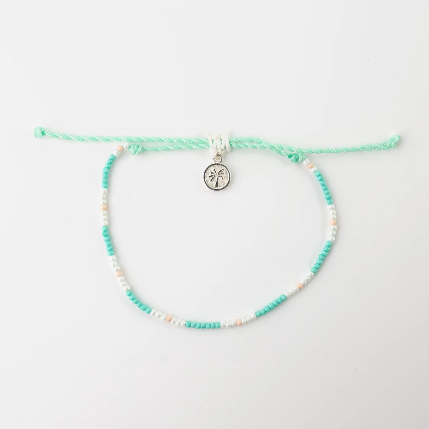 Pineapple Island Turquoise & White Beaded Adjustable Anklet