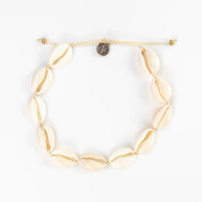 Pineapple Island Cowrie Shell Adjustable Anklet - Cream