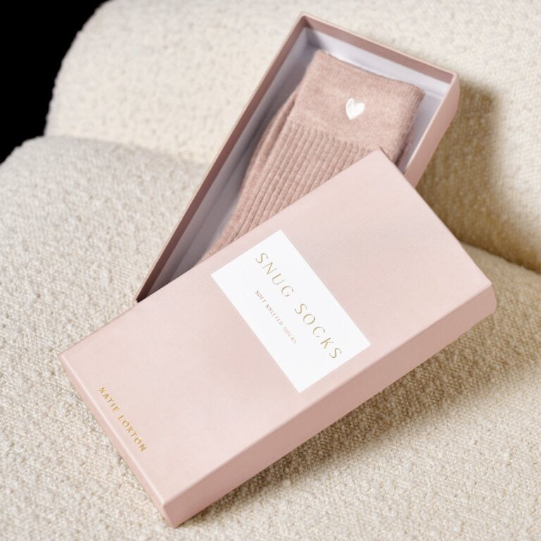 Katie Loxton Cosy Ladies Heart Socks - Blush Pink - Gift Boxed