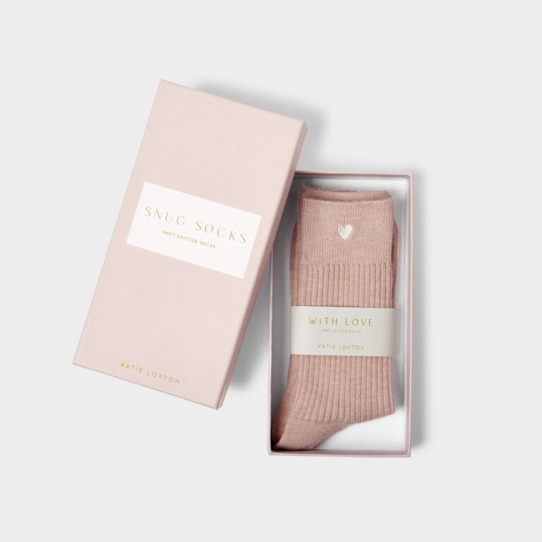 Katie Loxton Cosy Ladies Heart Socks - Blush Pink - Gift Boxed