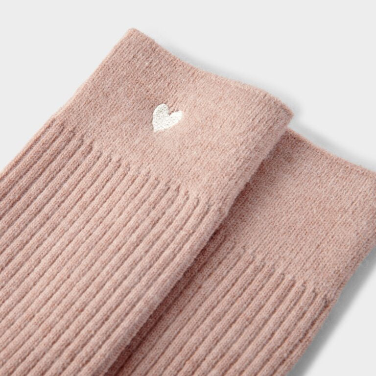 Katie Loxton Cosy Ladies Heart Socks - Blush Pink - Gift Boxed