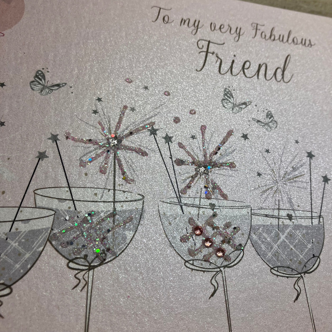 Fabulous Friend Cocktails & Bubbles Birthday Card - White Cotton Cards