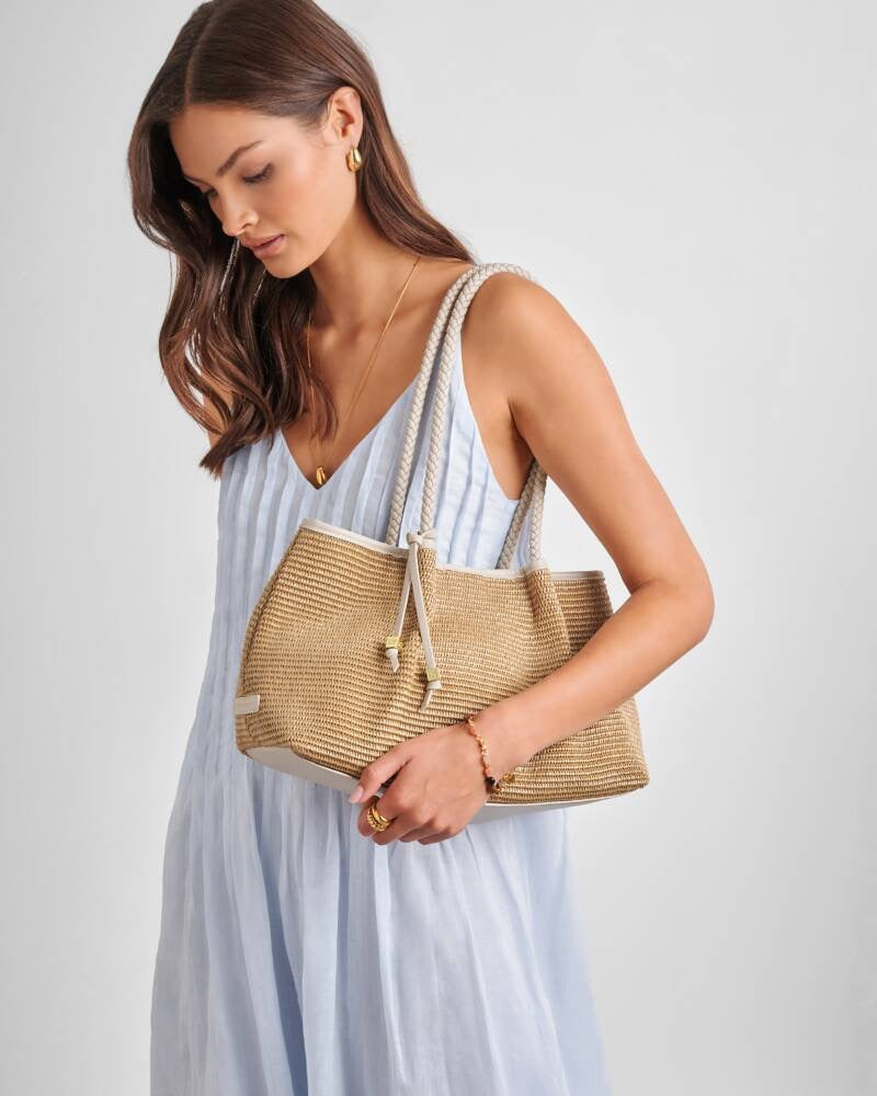 Katie Loxton - Nova Raffia - Small Shoulder Tote Bag - Natural/Oyster