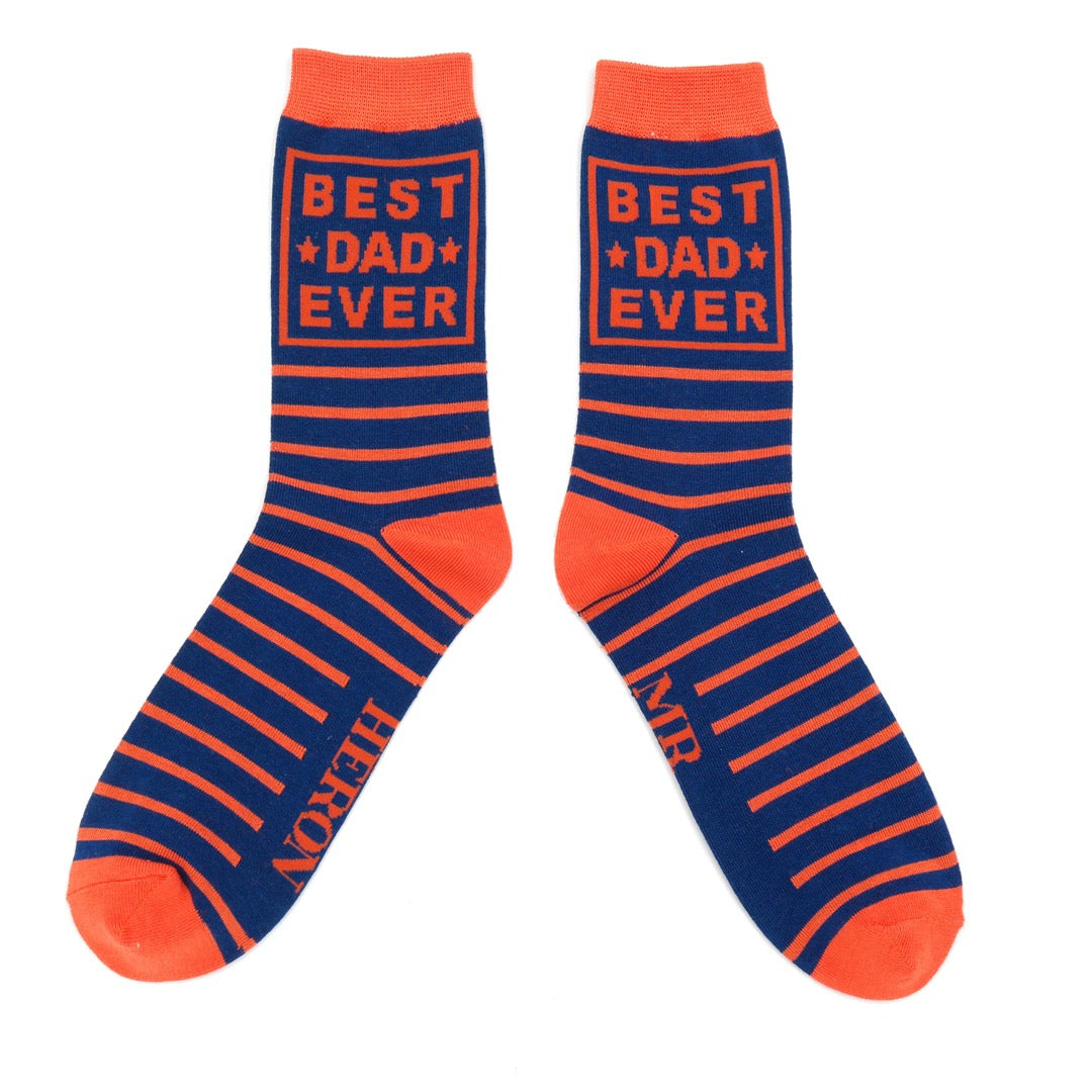 Mr Sparrow MENS Bamboo Ankle Socks -Best Dad Ever - Navy