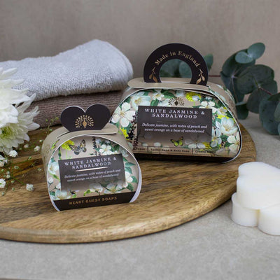 White Jasmine & Sandalwood 3 Heart Occasion Soaps - The English Soap Company