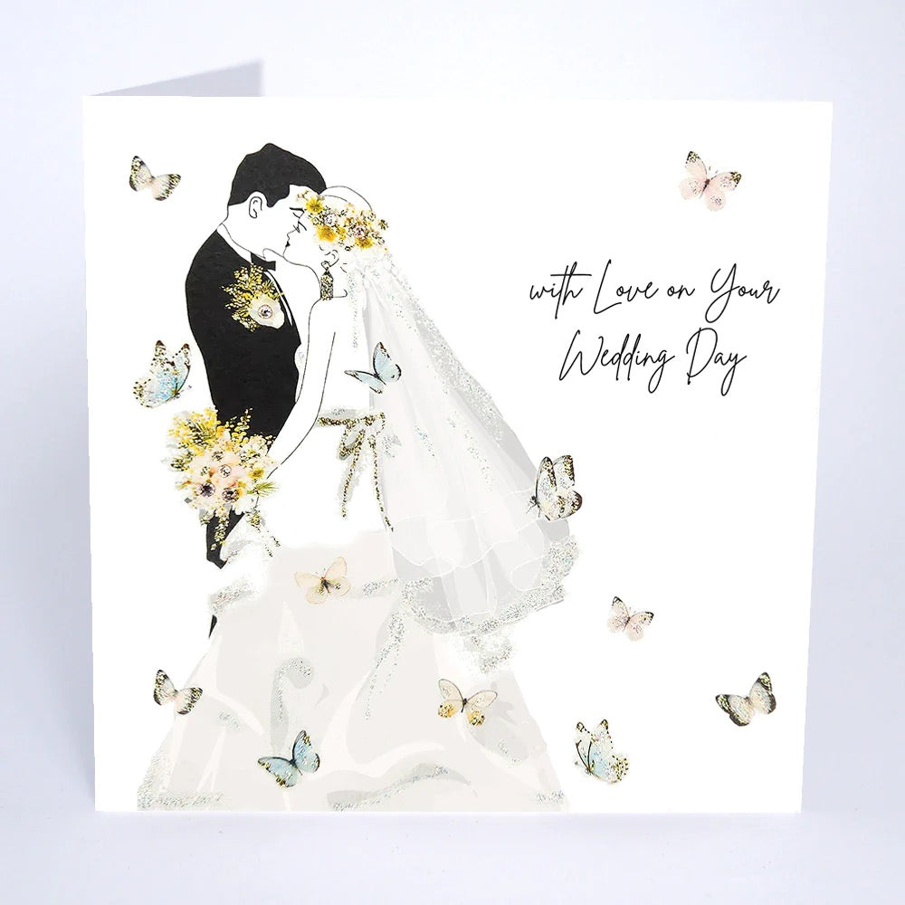 Five Dollar Shake - With Love on Your Wedding Day Bride & Groom Butterflies Card