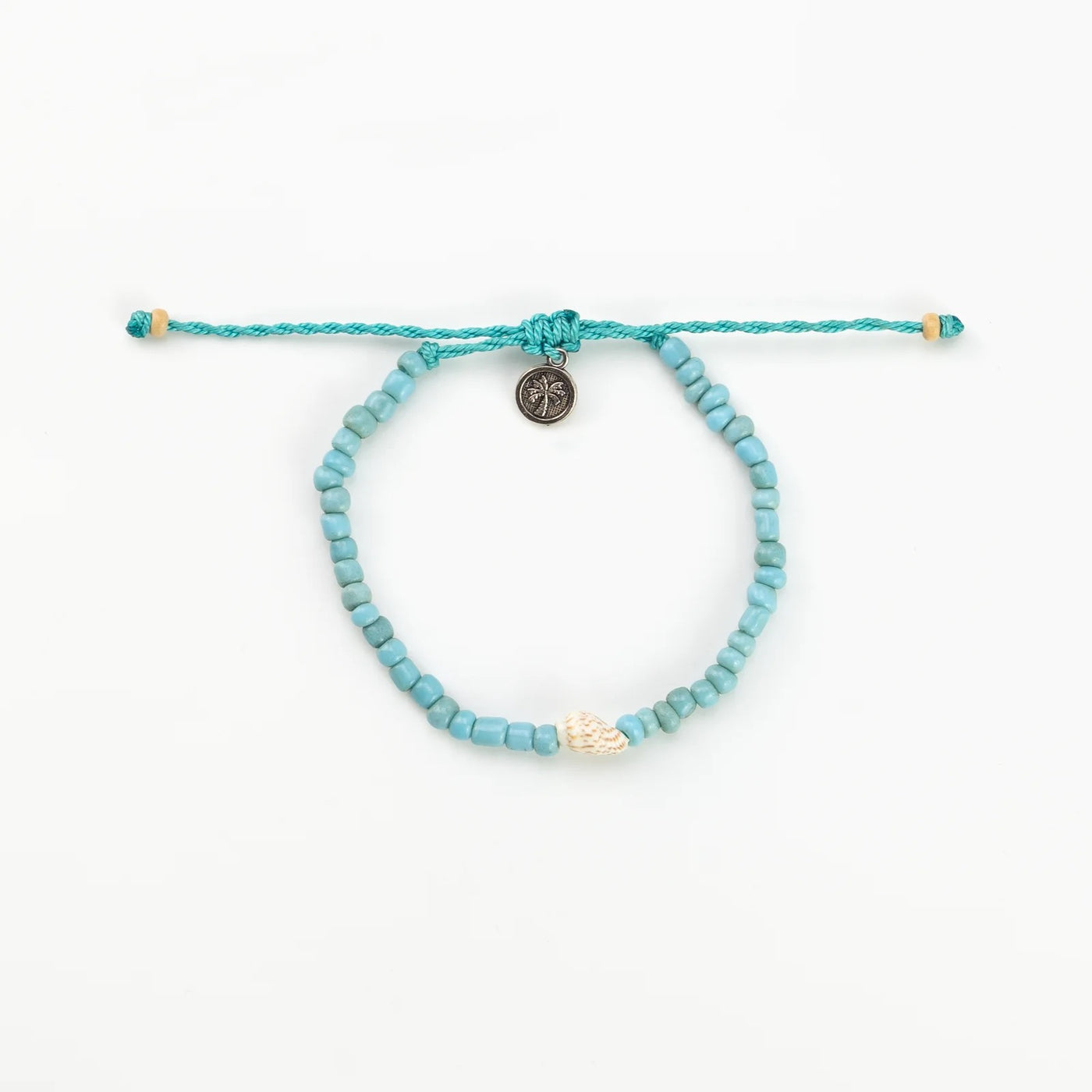 Pineapple Island Shell & Beaded Adjustable Anklet - Turquoise