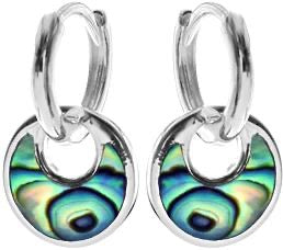 Kali Ma Paua Shell Open Disc Huggie Hoop Earrings - Sterling 925 Silver