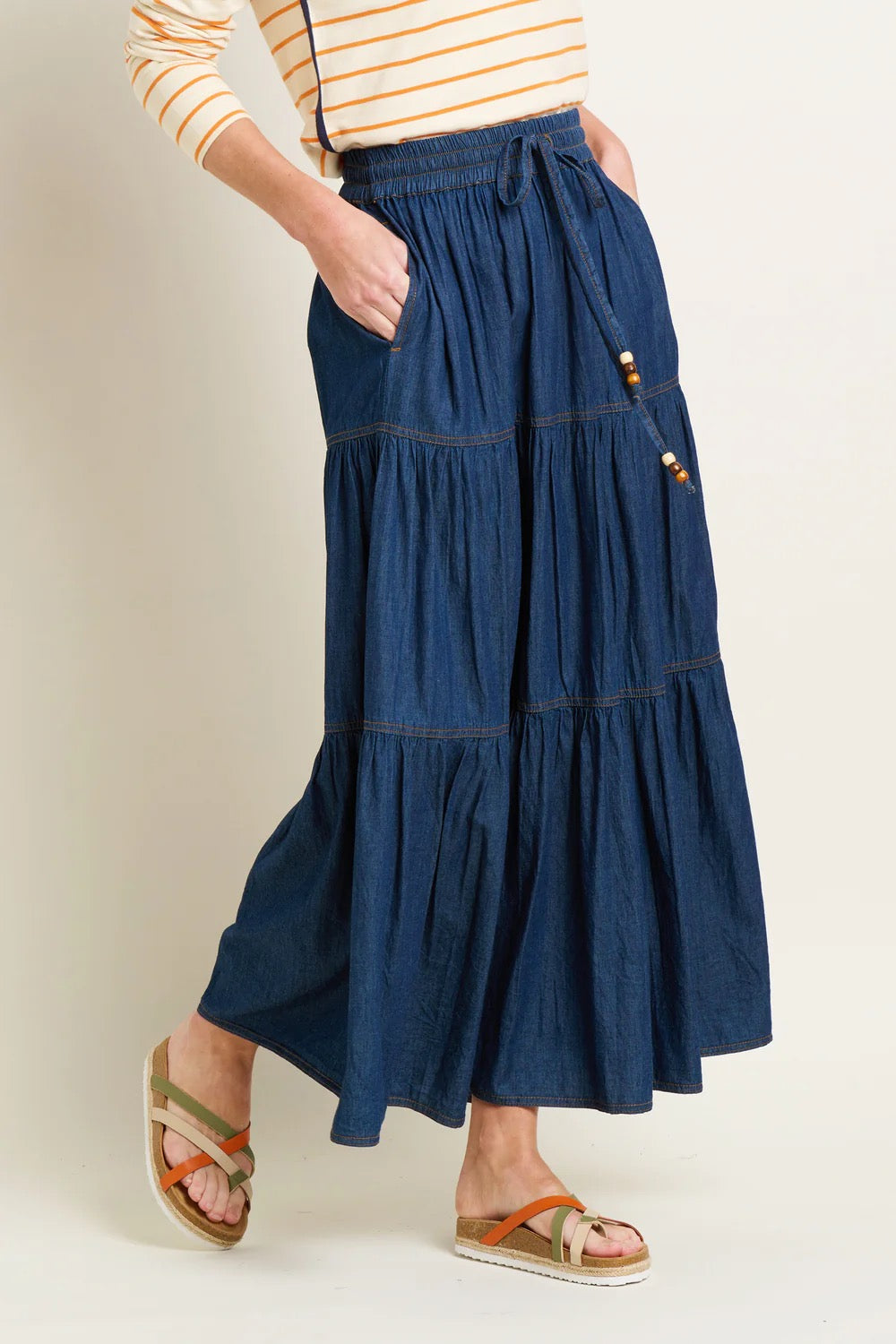 Brakeburn Women's Blue Denim Maxi Skirt