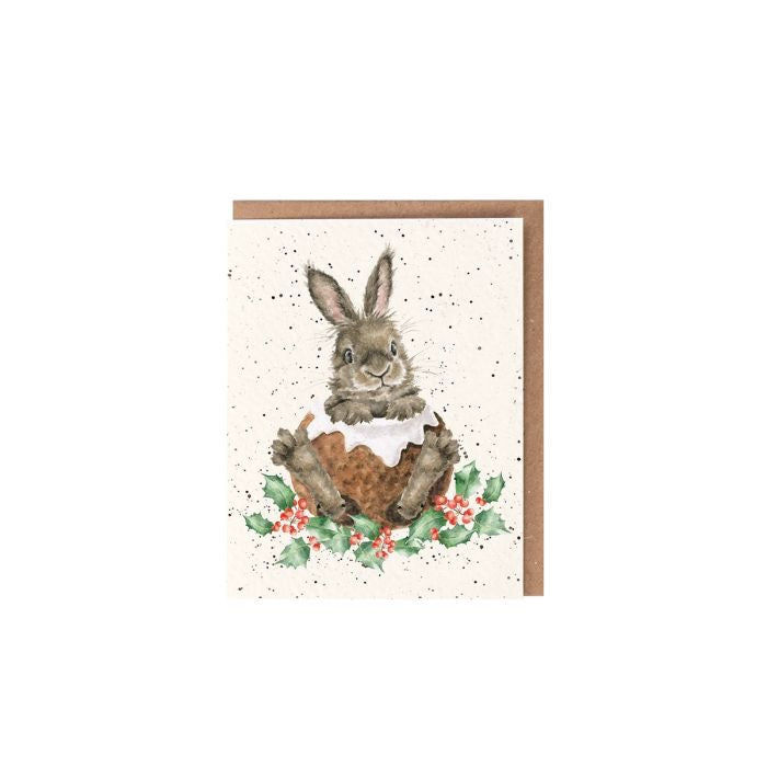 'Merry Little Christmas' Rabbit Mini Christmas Card - Wrendale Designs