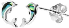 Kali Ma Paua Shell Dolphin Stud Earrings - Sterling 925 Silver