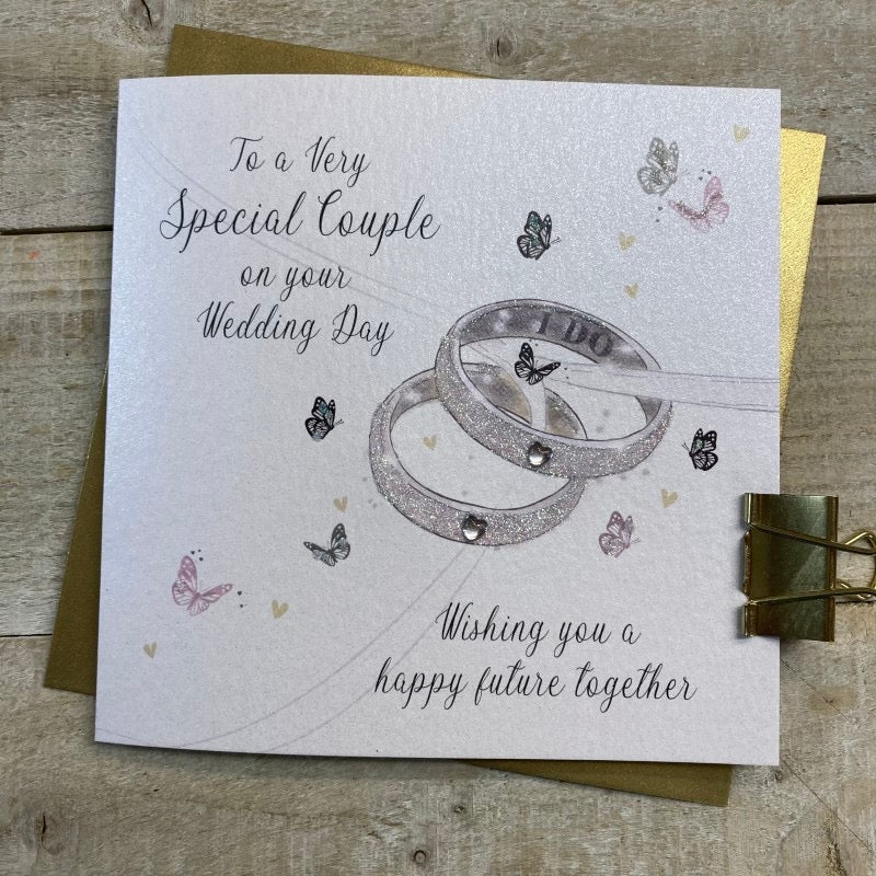 Very Special Couple Wedding Day Rings Card - White Cotton Cards