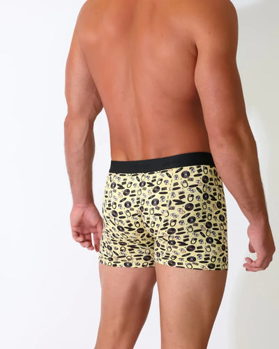 Eco Chic MENS Bamboo Boxers - Music Compilation - Beige