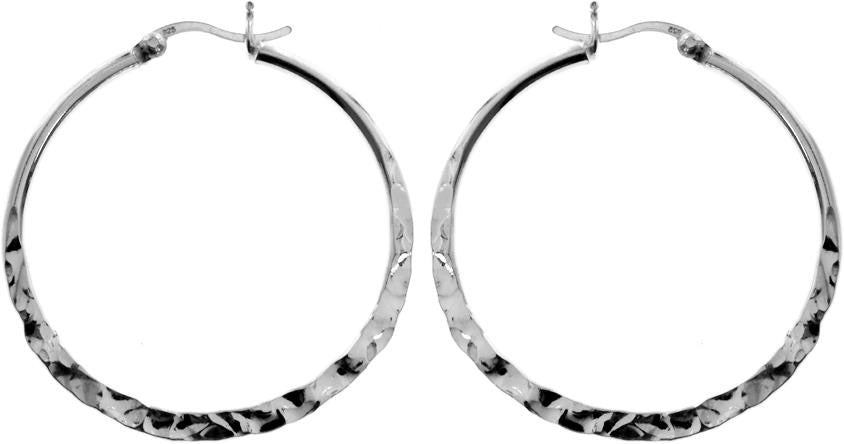 Kali Ma Hammered Large Hoop Earrings - Sterling 925 Silver