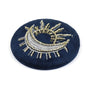 POM - Petrol Blue Velvet - Celestial Moon & Sun - Embroidered Round Compact Mirror