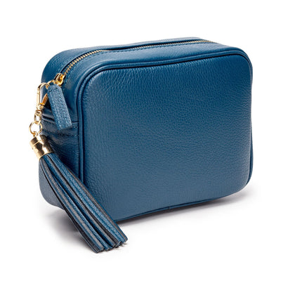 Elie Beaumont Designer Leather Crossbody Bag - Teal Blue (GOLD Fittings)